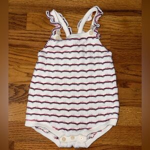 Osh'Kosh Red White and Blue Knit Striped Baby Romper 24M